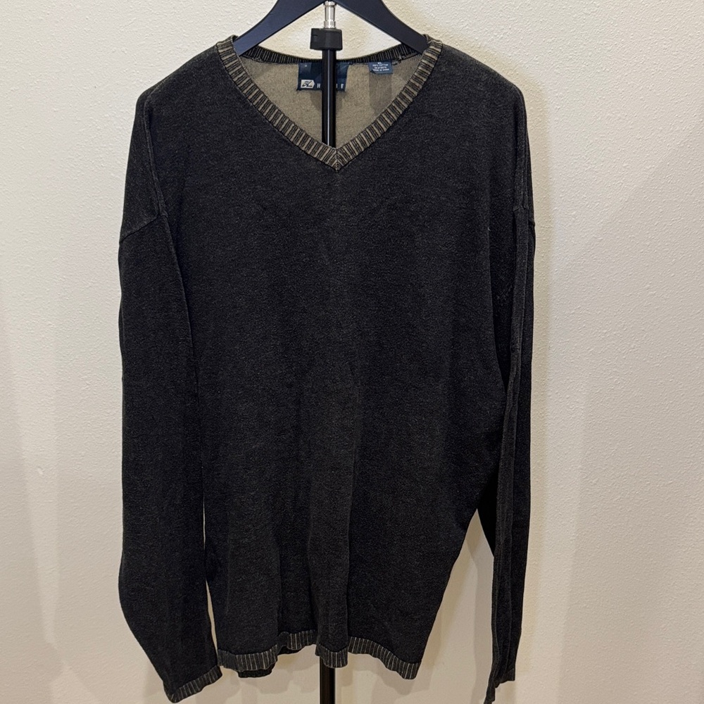 Hobie Men's Charcoal V-Neck Sweater with Contrast Trim